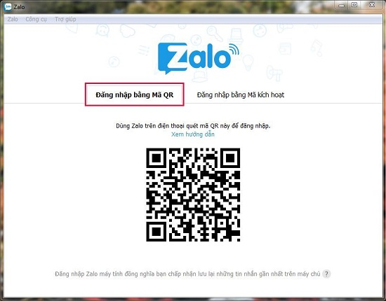 Đăng nhập Zalo trên máy tính bằng cách sử dụng mã QR